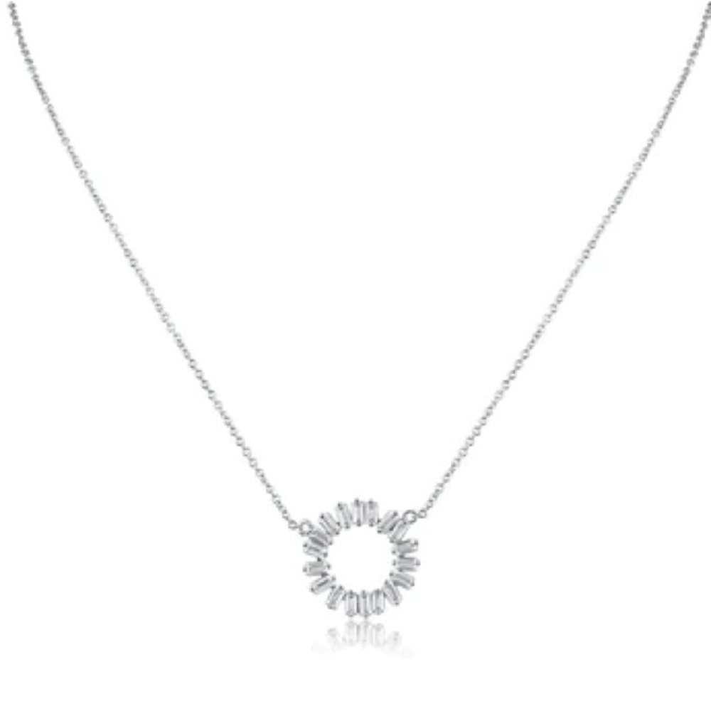 CZ by Kenneth Jay Lane Emerald CZ Open Circle Pendant Necklace